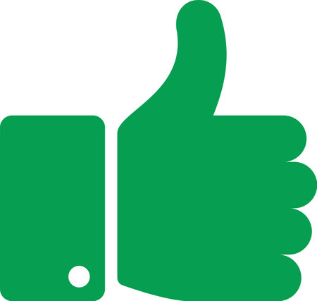 Green thumbs up icon representing approval and agreement, expressing positive feedback and conveying messages of support, satisfaction, and encouragement in a modern designのイラスト素材