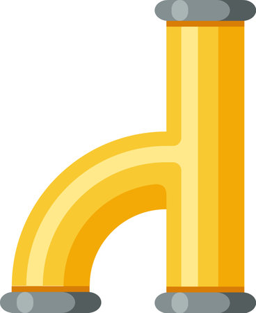 Yellow pipe fitting creating a bypass for plumbing system, diverting water flow in a specific direction, ensuring efficient water management and preventing potential blockagesのイラスト素材