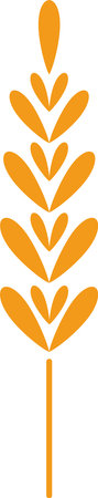 Orange wheat stalk icon symbolizing agriculture, farming, and harvest, featuring a stylized design that captures the essence of food production and rural landscapesのイラスト素材