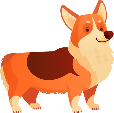Welsh corgi displaying a joyful expression while standing proudly, embodying a charming and playful personality that captures the hearts of dog lovers everywhereのイラスト素材