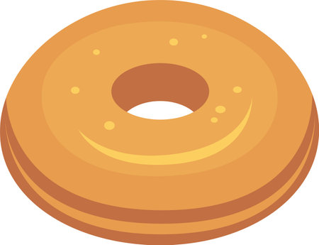 Delicious freshly baked donut resting on a clean white background, ideal for enjoying at breakfast or savoring as a sweet snack throughout the dayのイラスト素材