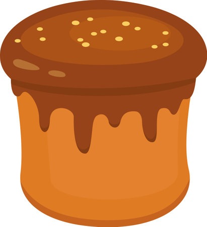 Isolated illustration featuring a panettone cake topped with luscious, dripping chocolate and colorful sprinkles, embodying a beloved traditional dessert for Christmas celebrationsのイラスト素材