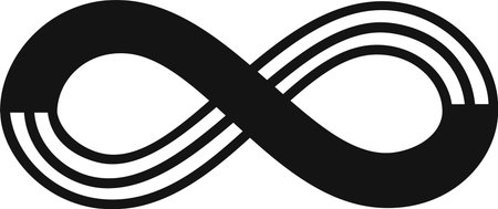 Infinity symbol with stripes forming a continuous loop, representing limitless potential, eternity, and endless possibilities in a simple yet powerful graphicのイラスト素材