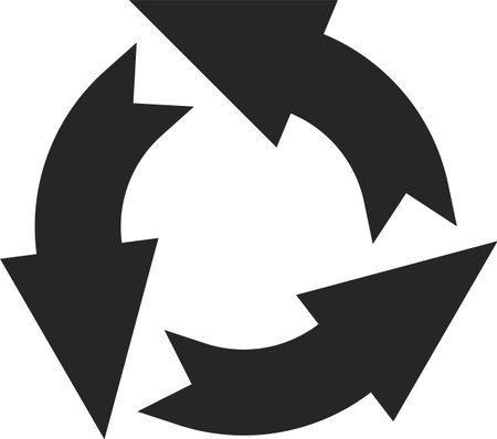 Circular economy concept with three rotating arrows forming a continuous cycle, symbolizing resource...