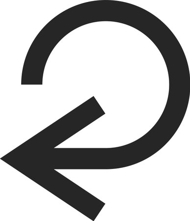 Back arrow rotating counterclockwise, forming a circular shape that symbolizes the undo action, set...
