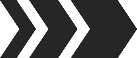 Three thick black arrows are pointing to the right side of a white background, creating a simple yet...