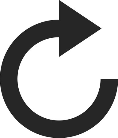 Continuous loop arrow forming a circle, representing a cyclical process, refresh, or reload action, conveying concepts of repetition, rotation, and ongoing movementのイラスト素材