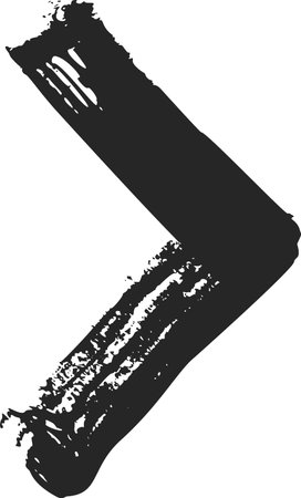 Hand drawn arrow symbol is pointing to the right, created with black paint on a white background, adding a touch of artistic expression to directional signageのイラスト素材