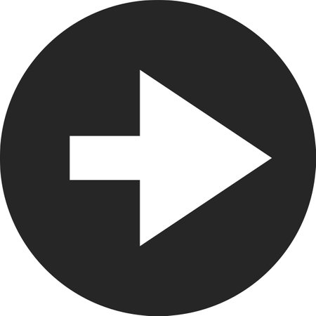 White arrow pointing to the right inside a black circle indicating the next or forward action, simple and minimal modern graphic design elementのイラスト素材