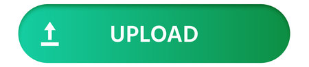 Green upload button featuring a white upward pointing arrow and the word UPLOAD clearly visible,...