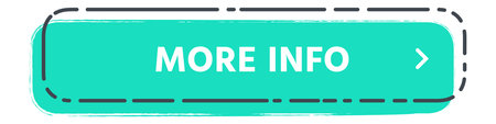 Turquoise button with text More Info inside and arrow pointing to the right, inviting users to discover more content, isolated on white backgroundのイラスト素材
