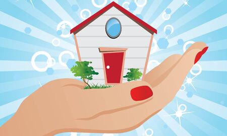 House on the palm of your handのイラスト素材