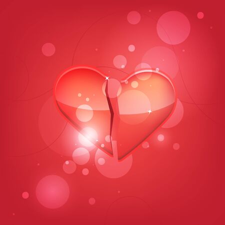 Broken heart isolated on red background. Isolated. Vector illustration.の写真素材