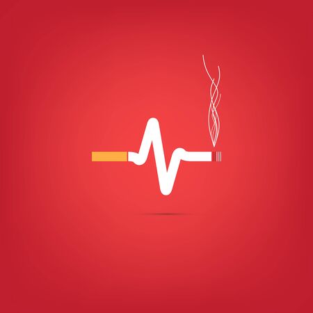 Consept of cigarette heart bit on red backgroundのイラスト素材