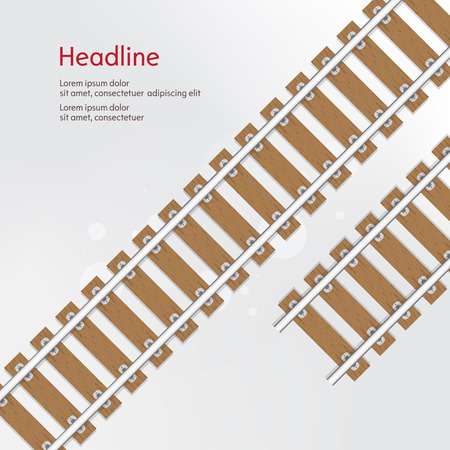 Railroad with wooden sleeper on grey background. 10 EPS. Isolated.のイラスト素材