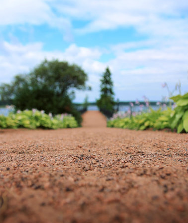 Blurred background. The road to the pier.