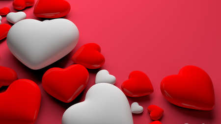 Red and white hearts. Background for postcards and presentationsの写真素材