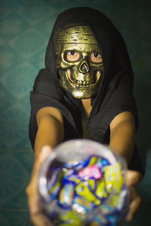 Poor kids Want Halloween Candy selective focusの写真素材