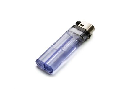 Transparent plastic lighter isolated on white backgroundの写真素材