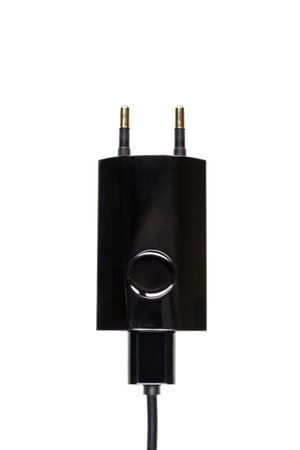 Black electrical plug on white background