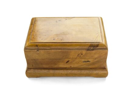 Closed wooden box on white backgroundの写真素材