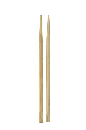 Couple of wooden chopsticks isolated over whiteの写真素材