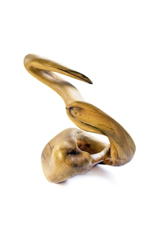 Natural wooden sculpture isolated over whiteの写真素材