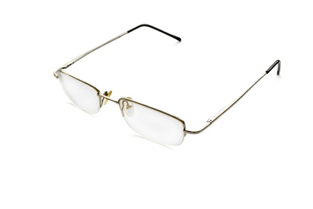 Simple eyeglasses isolated over whiteの写真素材