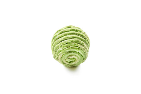 Green textile ball isolated over whiteの写真素材