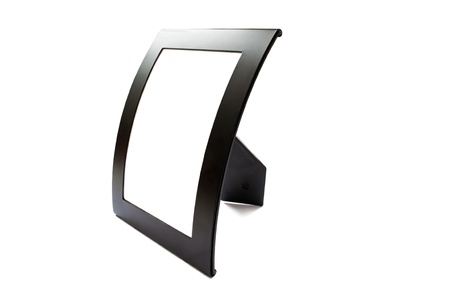 Blank black photo frame isolated over whiteの写真素材