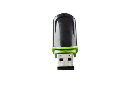 Black USB flash drive isolated on white background