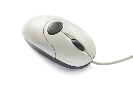 White computer mouse isolated on white backgroundの写真素材