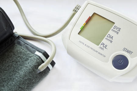 Electronic tonometer with blank monitor on light backgroundの写真素材