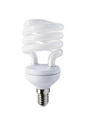 Spiral energy saving lamp isolated over whiteの写真素材