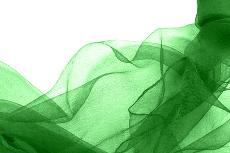 Abstract green transparent nylon over white as a backgroundの写真素材