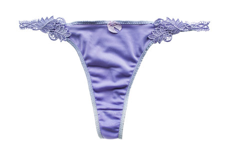 Violet panty with lace on white backgroundの写真素材