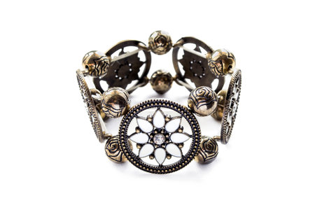 Vintage ethnic bracelet isolated over whiteの写真素材