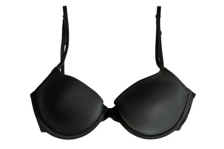 Black push up bra isolated over whiteの写真素材