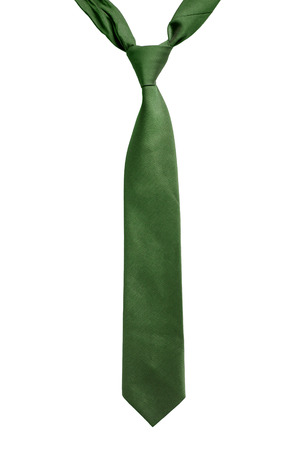 Green silk tie isolated over whiteの写真素材