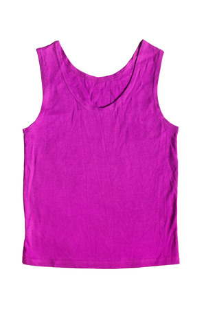 Purple cotton tank top on white backgroundの写真素材