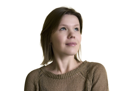 Young  woman portrait isolated over whiteの写真素材