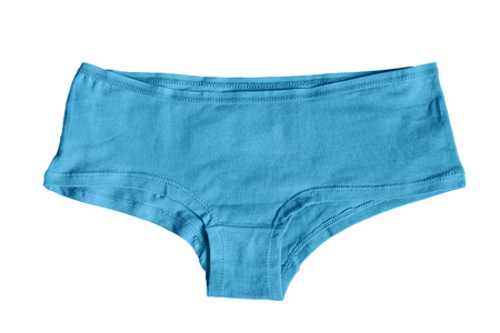 Sports blue female panties on white backgroundの写真素材