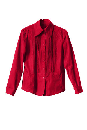 Red classic blouse isolated over whiteの写真素材