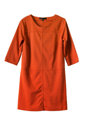 Orange mini dress on white backgroundの写真素材