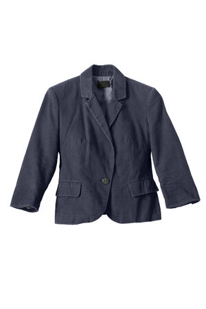 Dark blue female jacket on white backgroundの写真素材