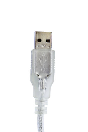Transparent USB cable isolated over whiteの写真素材