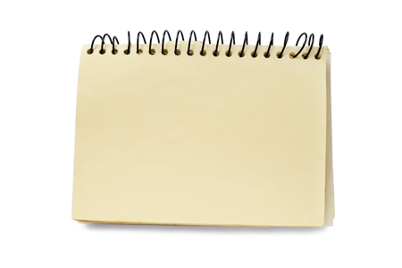 Blank yellow notepad on white backgroundの写真素材