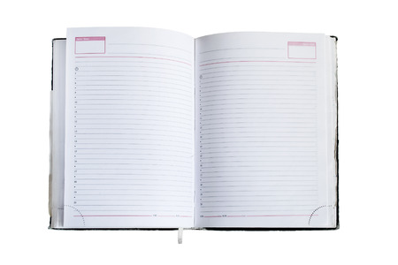 Opened blank datebook on white backgroundの写真素材