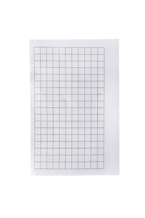 Blank sheet of squared paper isolated over whiteの写真素材