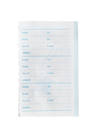 Blank sheet of phonebook on white backgroundの写真素材